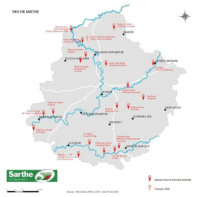 Carte des ENS en Sarthe